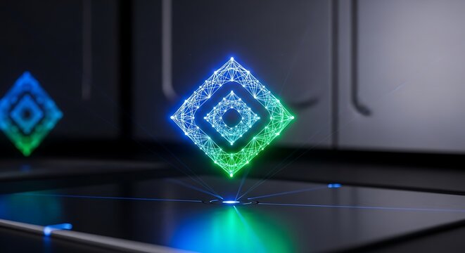 Abstract glowing diamond shape technology background stock image - Powered by Adobe