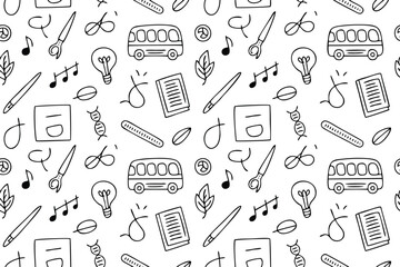 Education and Learning Doodle Seamless Pattern