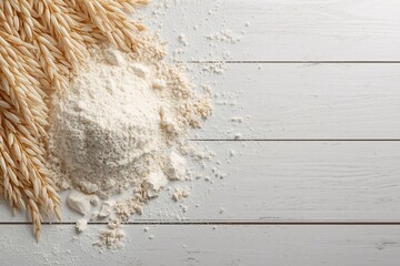 flour, rice, rice husks, natural flour, wooden table, grains, texture, pile, heap, organic, food ingredients, raw rice, rustic, healthy, nutrition, harvest, farm, agriculture, cereals, closeup, top vi