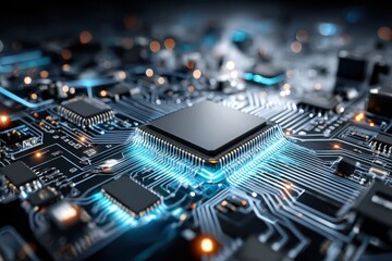 Fototapeta premium Close up of a CPU on a circuit board