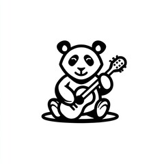 panda illustration black outline  on white page