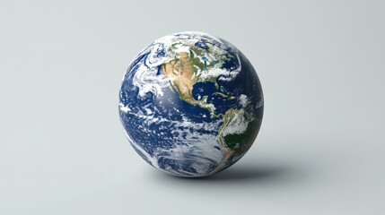 Fototapeta premium A beautifully rendered globe showcasing Earth, highlighting continents, oceans, and natural features in vibrant colors against a soft background.
