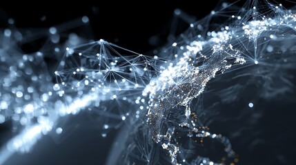 Global Network Connection with Digital Nodes and Lines Over Earth