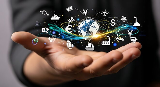 Global business and finance network connection modern technology