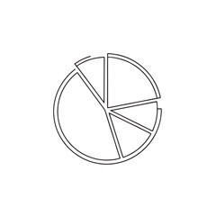 Iconic Pie Chart Outline Logo With Empty Slices, Stroke Lines Only