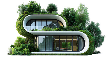 Sustainable Futuristic Solar Powered Smart Homes in a Green Environment Modern eco friendly isolated on a transparent background