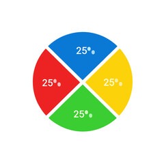 Abstract Pie Chart Icon With Four Colorful Slices, Simple Flat Design
