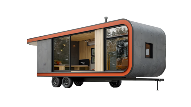 Tiny Homes on Wheels Compact Versatile Mobile Dwellings Designed isolated on a transparent background