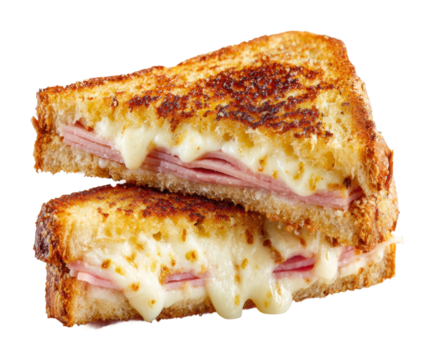 Grilled cheese sandwich preparation kitchen food home isolated on transparent background