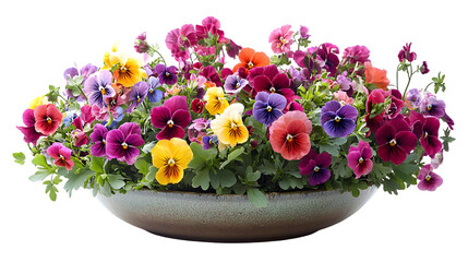 Vibrant and Colorful Pansy Flowers Blooming in a Lush and Elegant Floral isolated on a transparent background