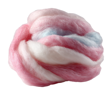 Colorful cotton candy creation fairground food bright day isolated on transparent background