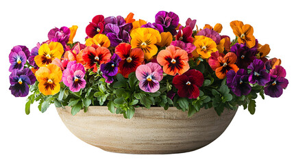 Vibrant and Colorful Pansy Flowers Blooming in a Lush and Elegant Floral isolated on a transparent background