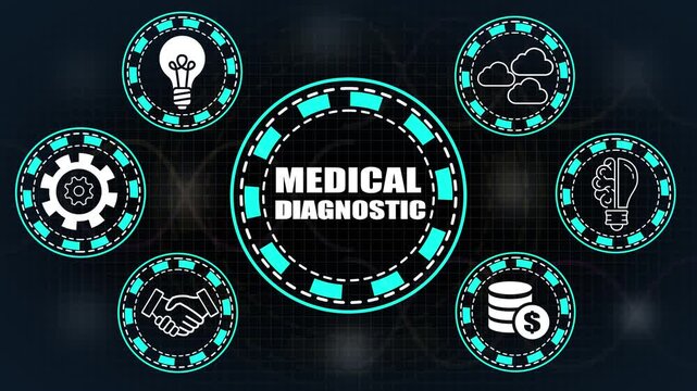 Medical Diagnostic Concept With Circular Icons Representing Ideas Technology Finance Business And Collaboration