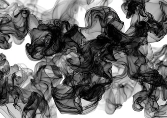 Abstract ink swirls on white background