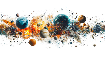 Vibrant and Detailed of a Diverse Assortment of Planets Stars Nebulae and Other Celestial isolated on a transparent background