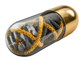 Genetic innovations in capsules biotechnology lab isolated on transparent background