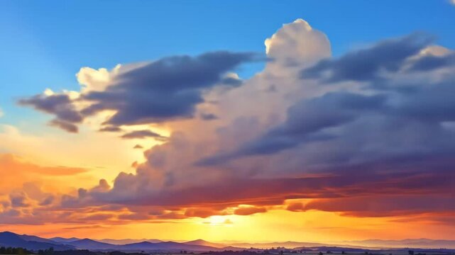 Majestic sunset panorama with golden clouds and vibrant sky textures animation video loop