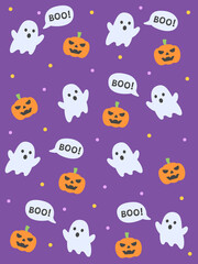 Fun Halloween pattern of cute ghosts with 