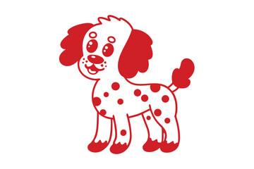 Delightful cartoon puppy has spots, fluffy red ears, and a very cute expression