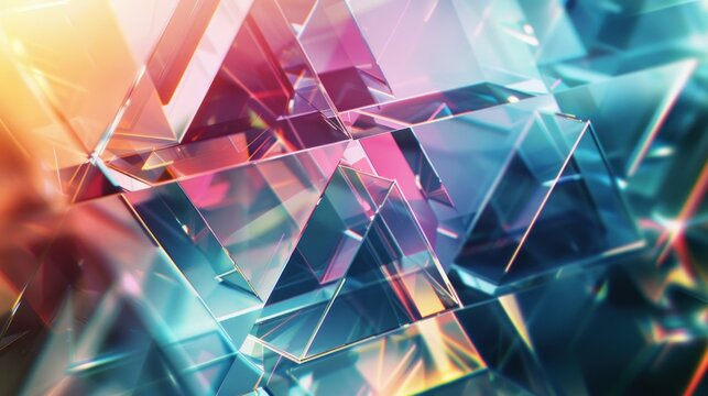 A colorful, abstract digital artwork featuring a mix of geometric shapes and vibrant colors.