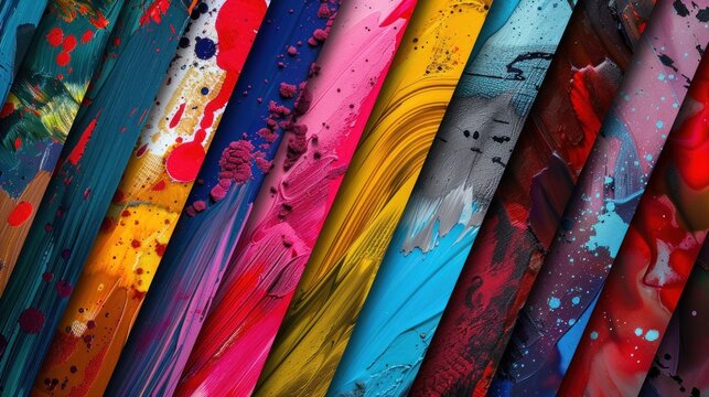 A colorful abstract painting with a vibrant mix of colors and textures. - Powered by Adobe