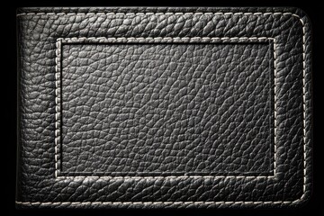 Black leather wallet/card holder with stitched frame