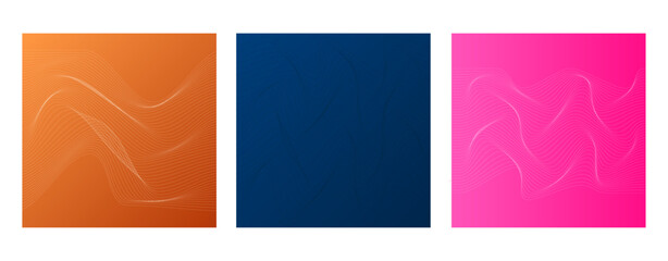 SET ILLUSTRATION ABSTRACT COLORFUL BLUE ORANGE PINK GRADIENT WAVY LINES PATTERN BACKGROUND. GOOD FOR WALLPAPER, COVER DESIGN 