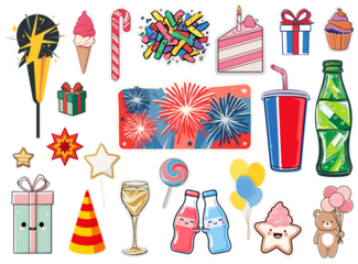 Diverse Collection of Party and Celebration Elements for Festive Occasions