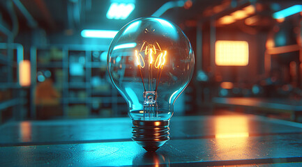 light bulb on black background