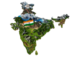 Untitled design - Highly Detailed  India Map with Military Elements and Flag PNG. (2)