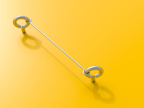 Symbolic rendering of screws linked together showing connectivity on yellow