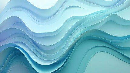 Obraz premium A blue and green abstract wave pattern with a light blue background.