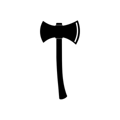 Illustration of a black double bladed axe on transparent background silhouette
