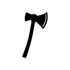 Silhouette image of a double bladed axe on transparent background