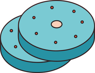 Two teal donuts with pink and red sprinkles on a black background