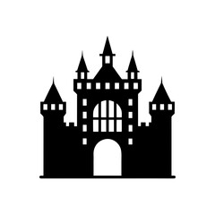Obraz premium Silhouette of a majestic castle with towers on transparent background