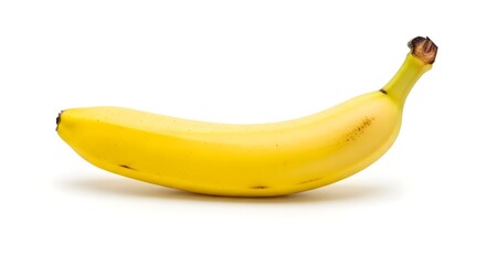 Single yellow banana isolated on white background, ready to be eaten
