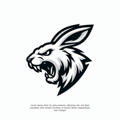 Rabbit Head Mascot Logo Aggressive Angry Hare Animal Illustration
