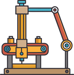 Modern industrial robotic arm and conveyor system illustration