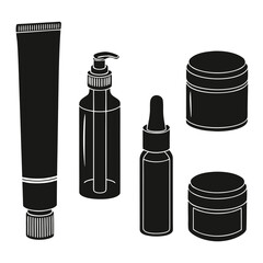 Cosmetic containers bottle dropper jar tube vector