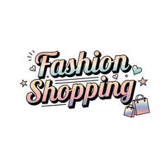Obraz premium Vector graphic of the text Fashion in a hand-drawn, whimsical style, bright primary colors, playful elements, white background, twilight light, with a neon glow effect framing the text