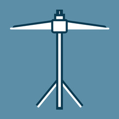 Minimalist illustration of a cymbal stand on a blue background