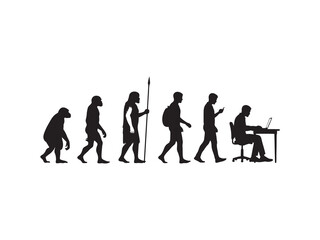  silhouettes depicting human evolution on a white background