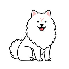 Happy cartoon Samoyed sitting illustration