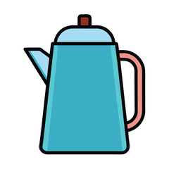 Simple blue teapot with a spout and handle on a white background