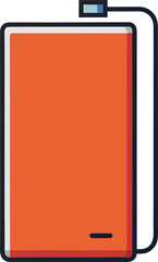 Modern orange power bank with charging cable and indicator light