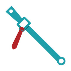Modern abstract illustration of a teal belt with a red tie