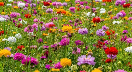 Vibrant meadow bursting with colorful flowers