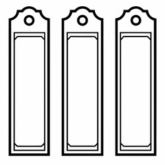 Three ornate rectangular label and frames outline