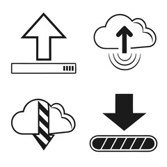Upload download cloud icons progress bars data transfer